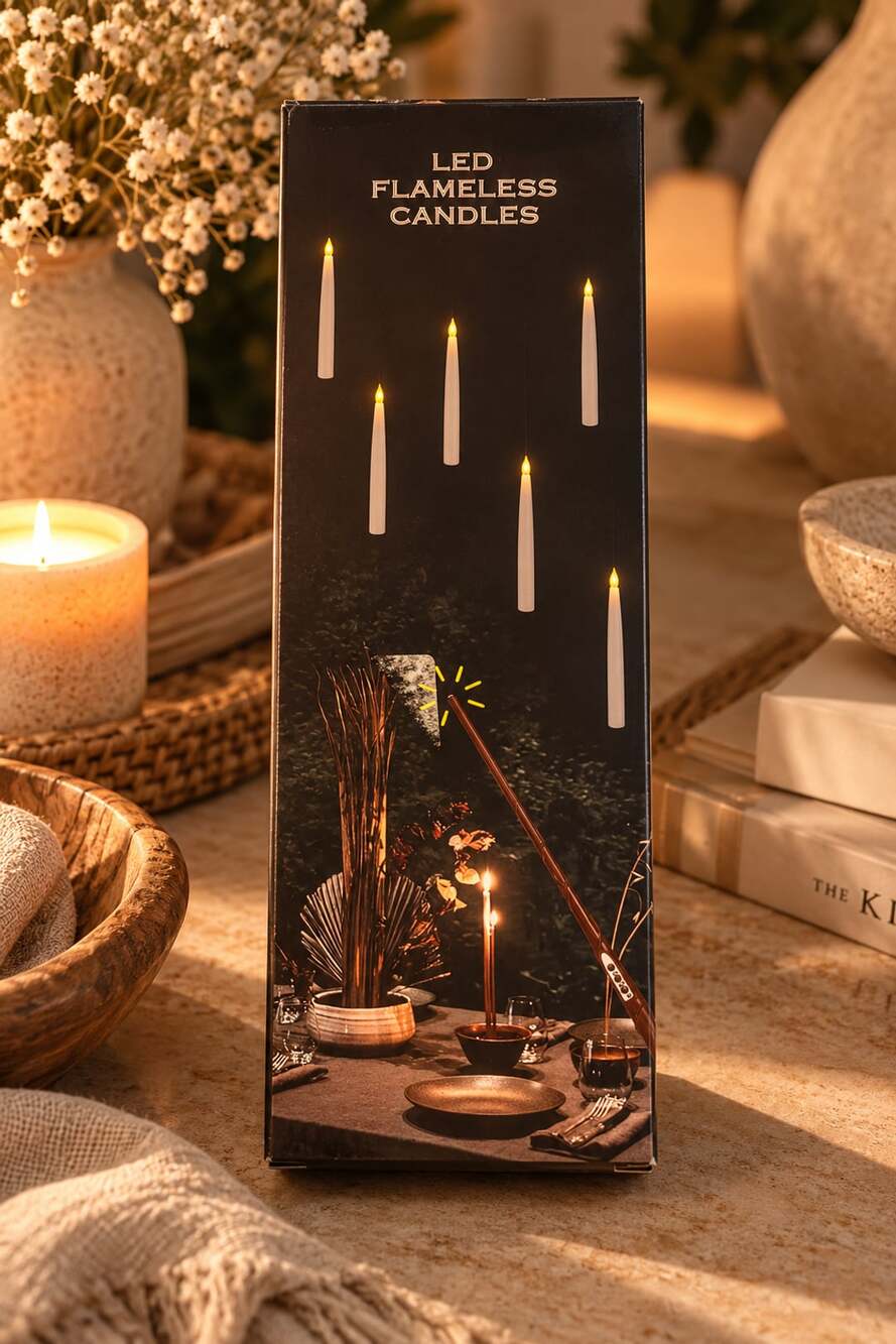 LED Flameless Candles Floating Magic Wand Set
